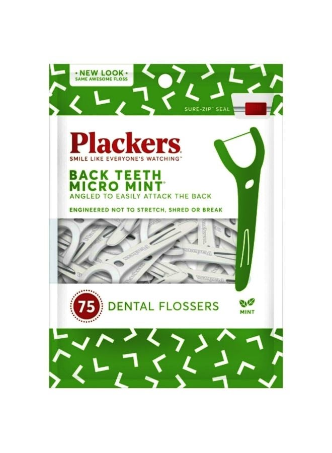 75-Piece Micro Mint Right Angled Dental Flossers White