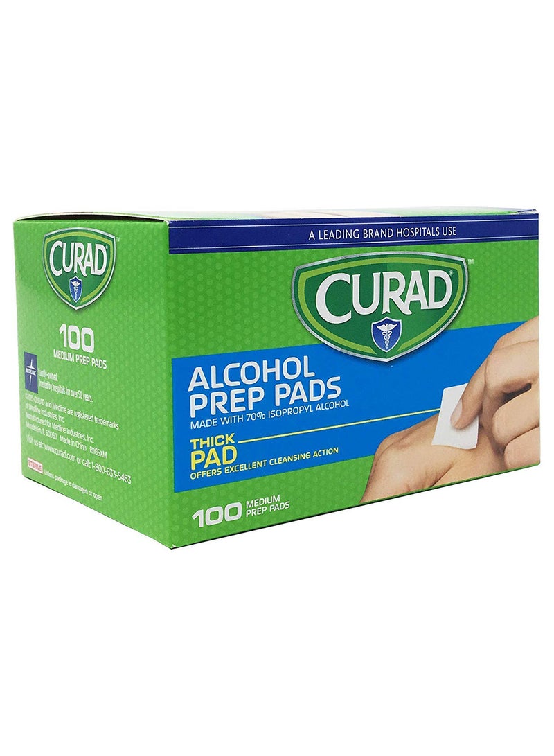CURAD Alcohol Prep Pads (Pack of 4 Boxes) | 400 Pieces of Medium Isopropyl Alcohol Wipes Individually Wrapped | First Aid Alcohol Swabs for Cuts & Scrapes | Medical Alcohol Pads for General Cleansing