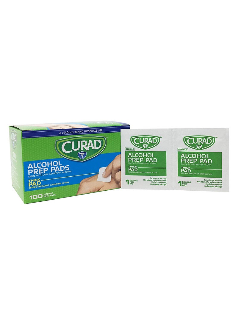 CURAD Alcohol Prep Pads (Pack of 4 Boxes) | 400 Pieces of Medium Isopropyl Alcohol Wipes Individually Wrapped | First Aid Alcohol Swabs for Cuts & Scrapes | Medical Alcohol Pads for General Cleansing