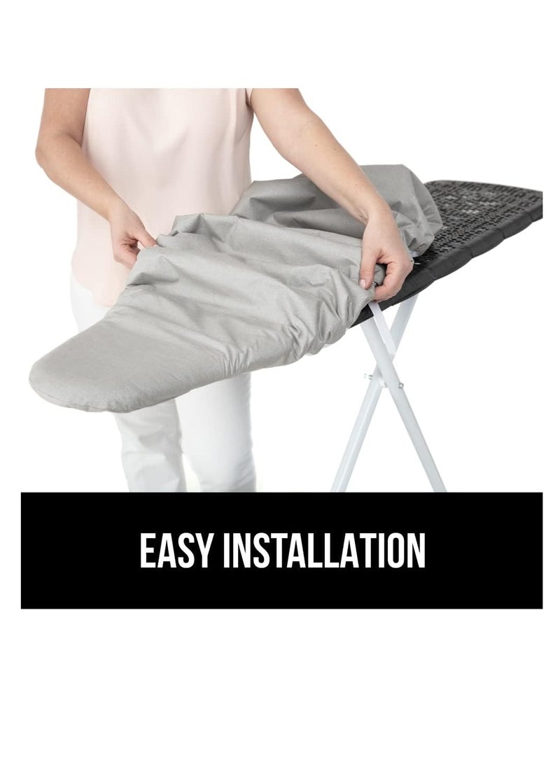 The Original Gorilla Grip ironing board cover silicone coating full size scorch resistant padding elastic edge heavy duty iron pad covers standard boards hook and loop fastener strap silver