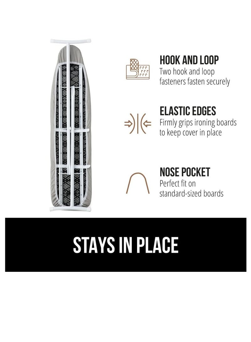 The Original Gorilla Grip ironing board cover silicone coating full size scorch resistant padding elastic edge heavy duty iron pad covers standard boards hook and loop fastener strap silver