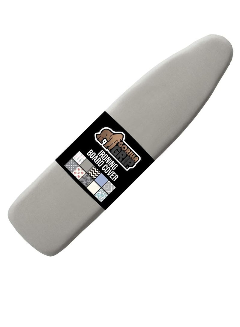 The Original Gorilla Grip ironing board cover silicone coating full size scorch resistant padding elastic edge heavy duty iron pad covers standard boards hook and loop fastener strap silver