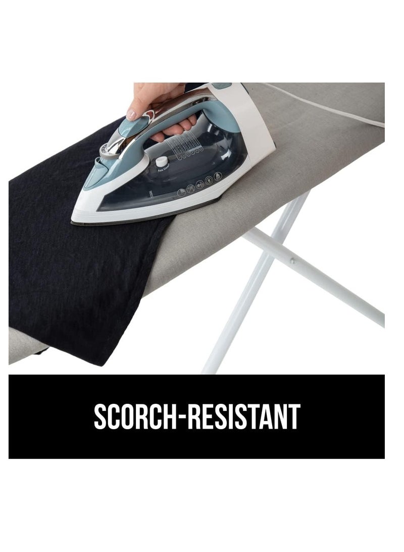 The Original Gorilla Grip ironing board cover silicone coating full size scorch resistant padding elastic edge heavy duty iron pad covers standard boards hook and loop fastener strap silver