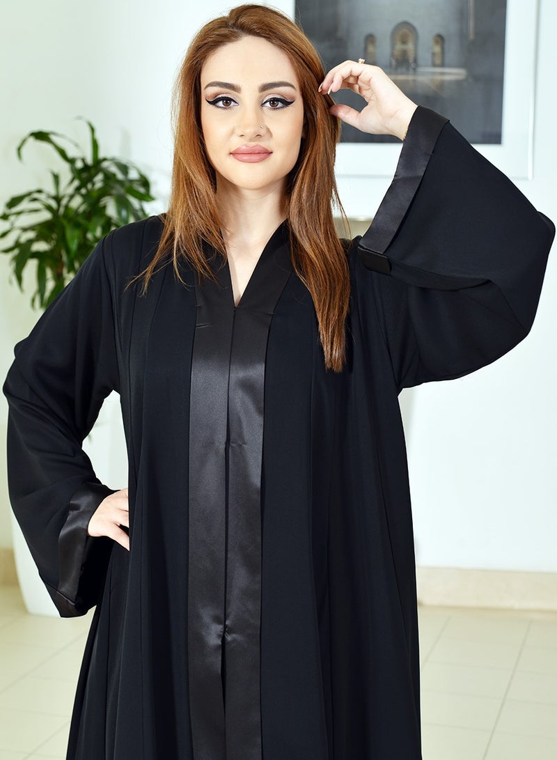 A-Line Stylish Plain Black Abaya