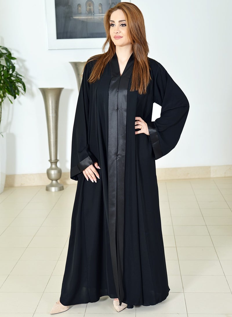 A-Line Stylish Plain Black Abaya