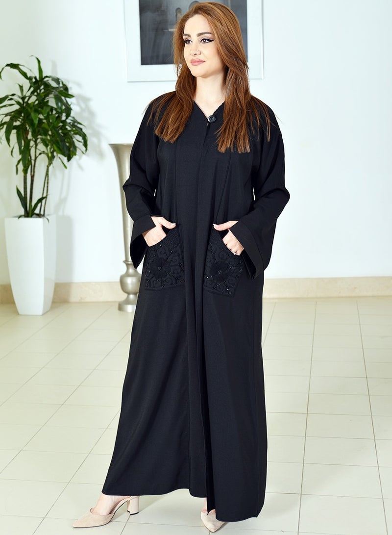 Beads embellished pocket abaya