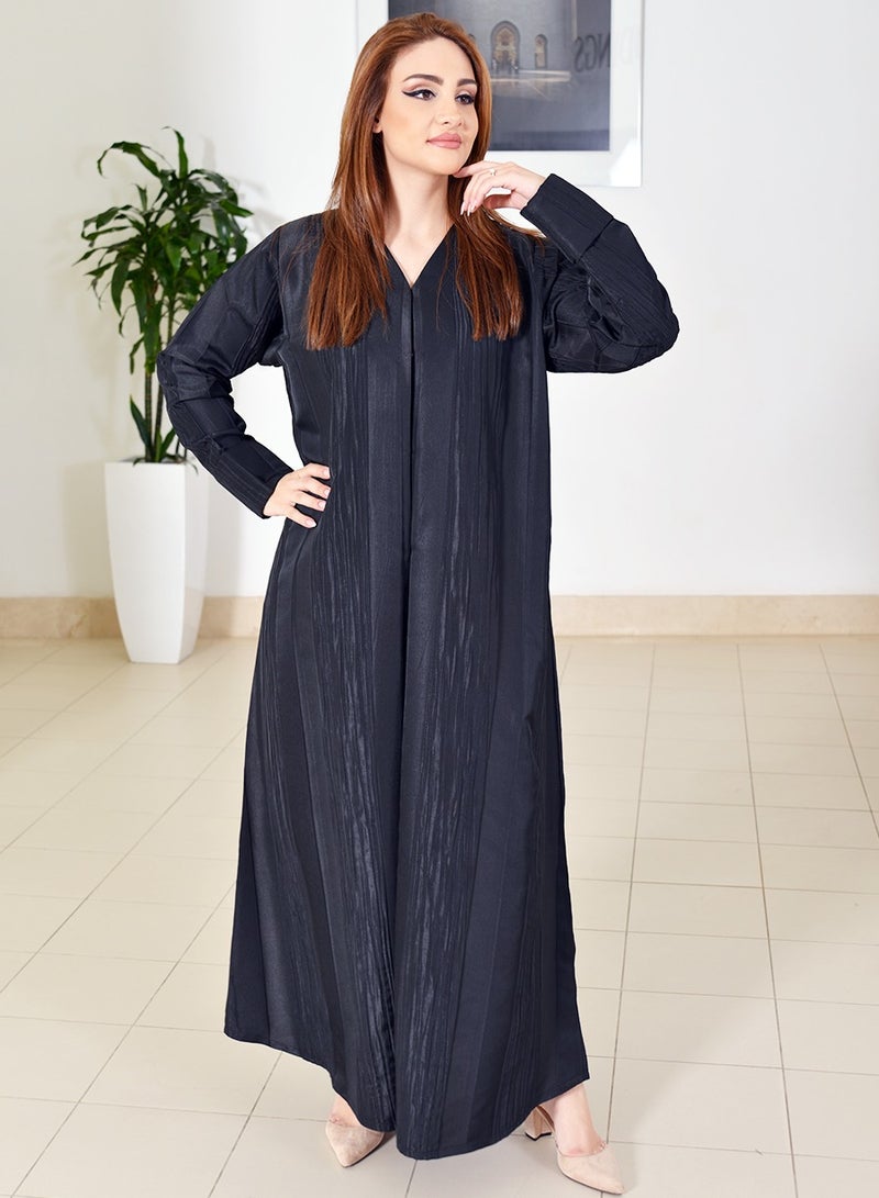 Jacquard self print plain abaya with folded cuff