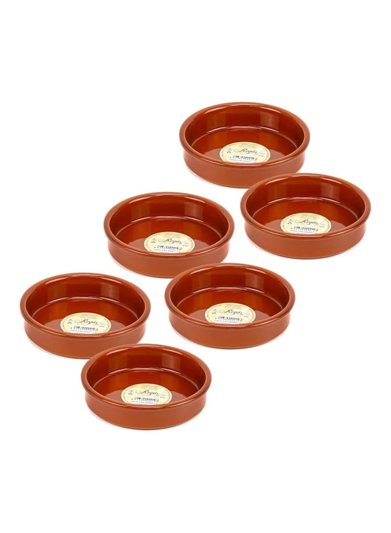 Spanish Round Clay Dish Handmade Mud Multipurpose Kitchen Dining Tableware Natural Mud Pot Brown Color 6Pc Set