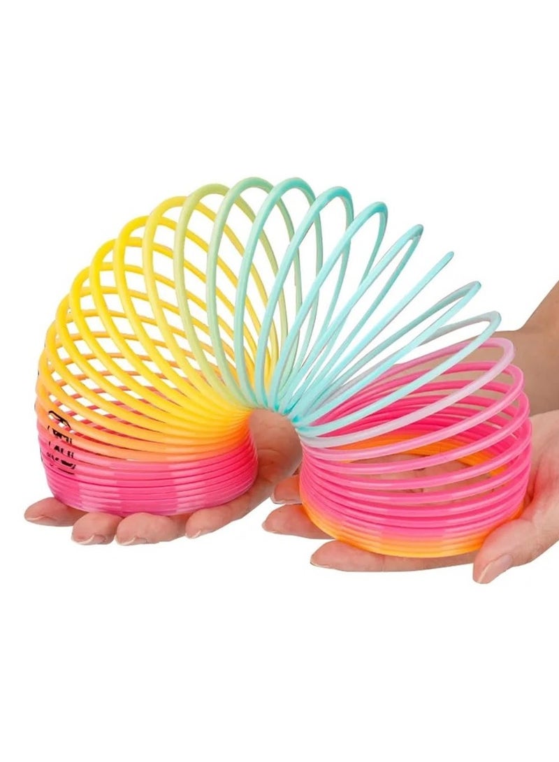 Rainbow Circle Folding Plastic Spring Coil Magic Toy Classic And Slinky Glossy Ring