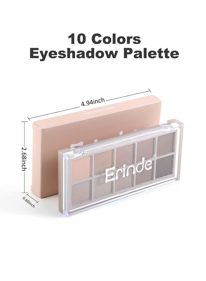 Erinde 10 Colors Matte Eyeshadow Palette, Grey Brown Eye Shadow Palette Makeup, Neutral Taupe Eye Makeup Pallet, Ultra-Blendable, Long Lasting Natural Nude Eyeshadow Pallete for Older Women, Cement