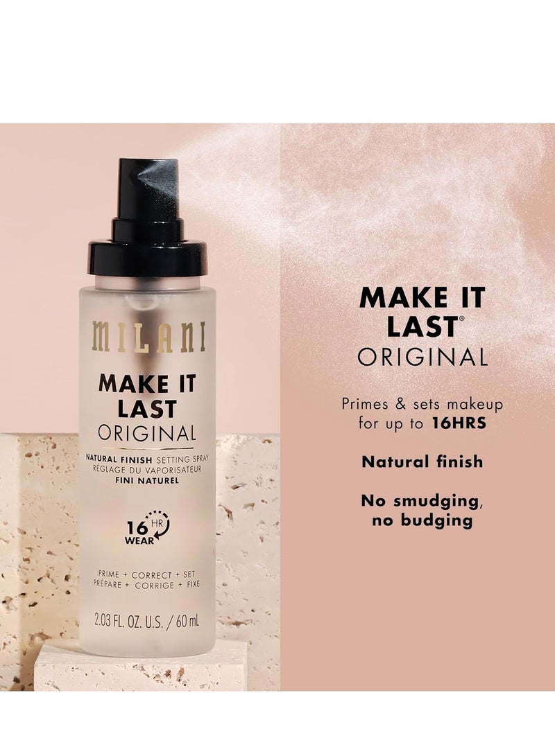 Milani Make It Last original natural finish 3-in-1 setting spray and primer Prime + Correct + Set makeup finishing spray long lasting makeup primer and spray 2.03 fl. oz.