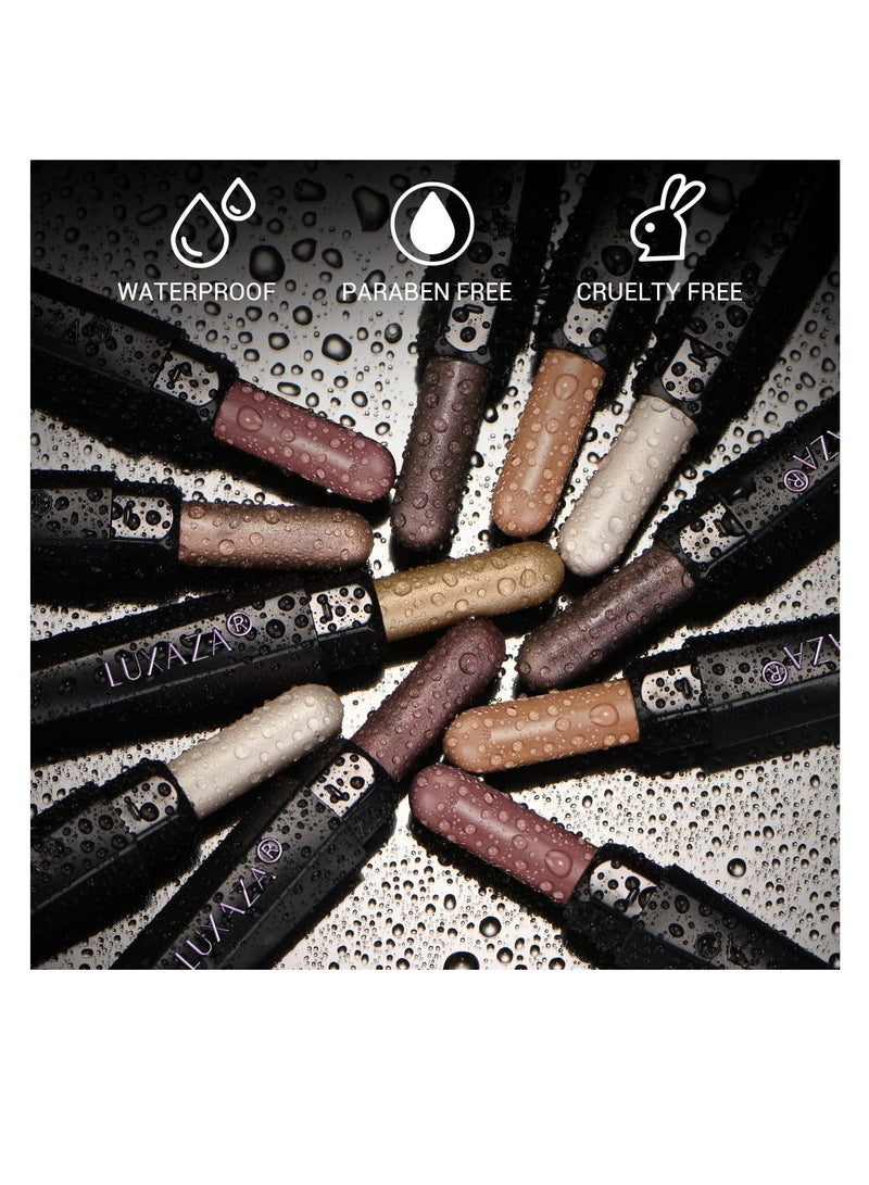 Luxaza 6 pcs cream brown neutral eyeshadow stick makeup sets metallic eye brightener stick pencil crayon B02 fall brown