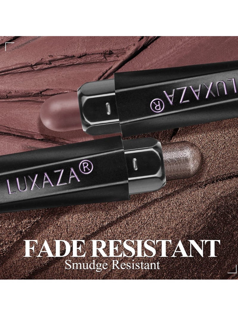Luxaza 6 pcs cream brown neutral eyeshadow stick makeup sets metallic eye brightener stick pencil crayon B02 fall brown