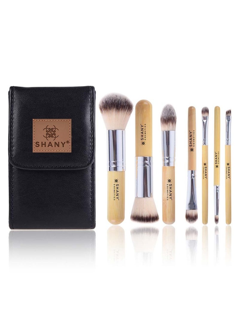 Shany makeup brushes iI love bamboo  7pc petite pro bamboo make up brush set with cosmetics brush carrying case