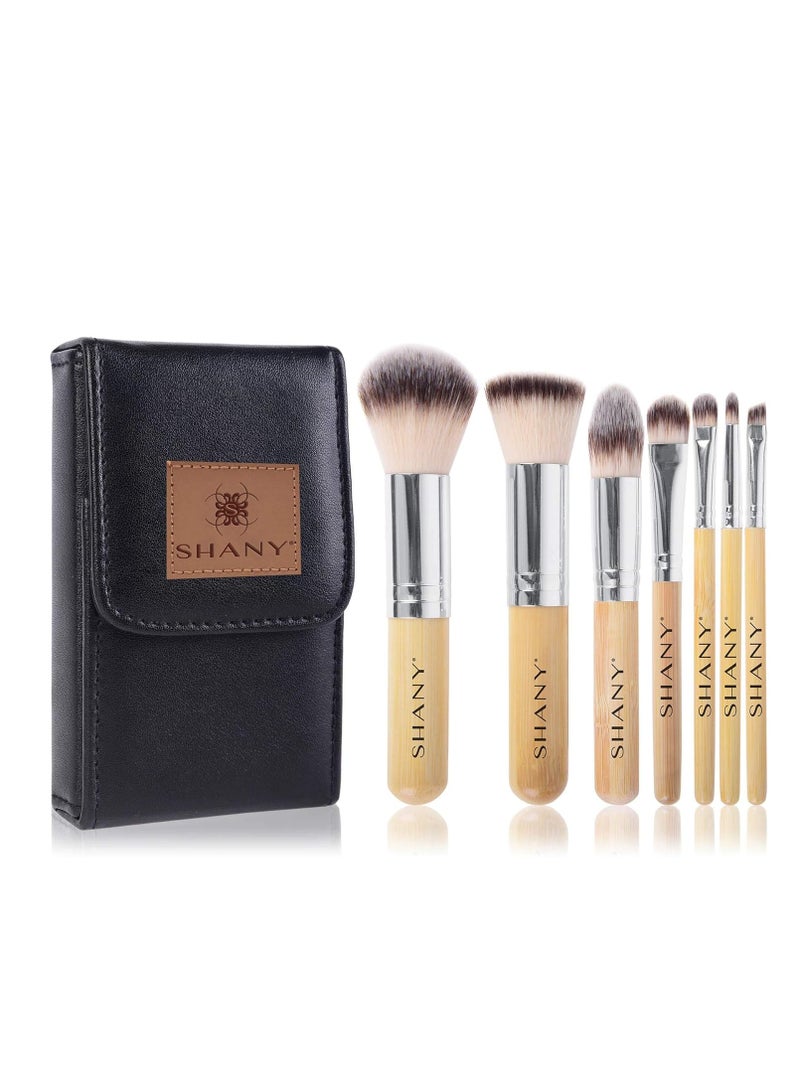 Shany makeup brushes iI love bamboo  7pc petite pro bamboo make up brush set with cosmetics brush carrying case