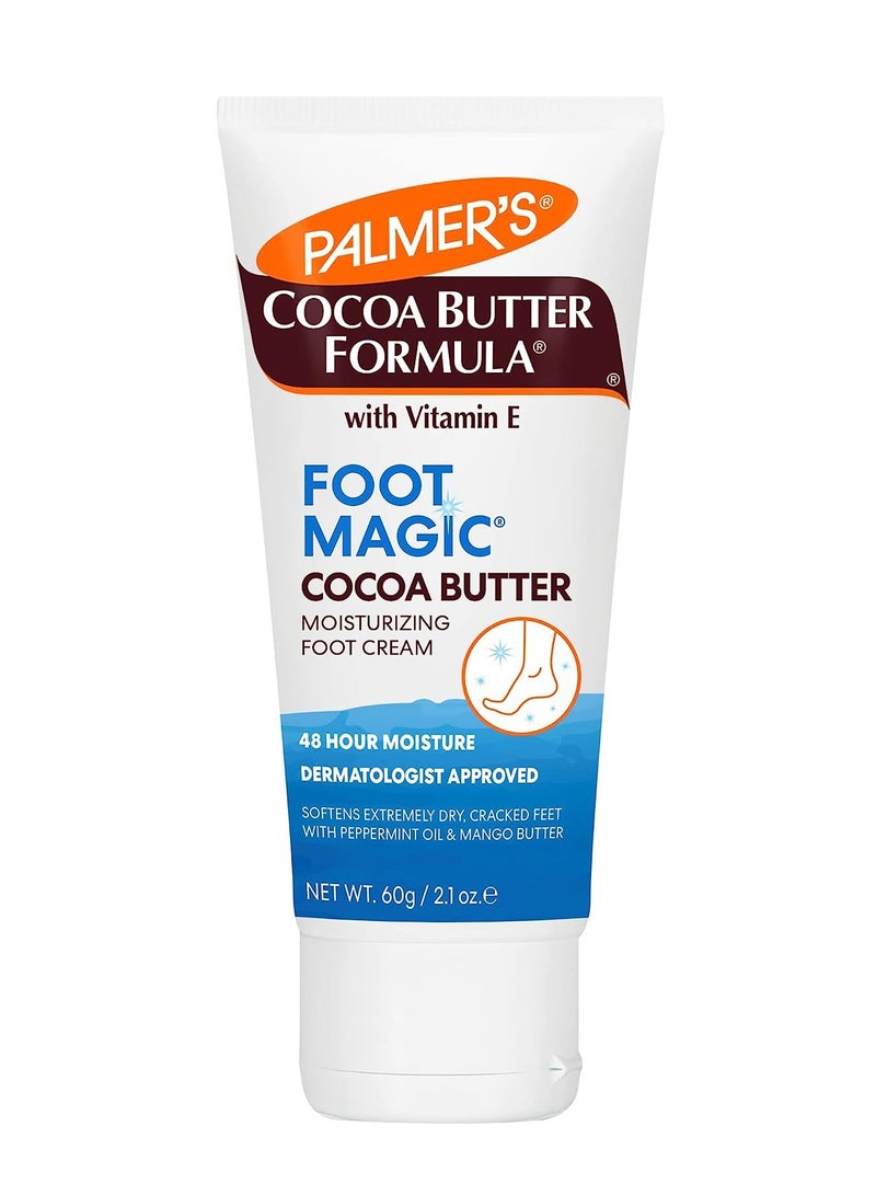 Palmer's Cocoa Butter Formula Foot Magic Moisturizing Foot Cream for Dry, Cracked Heels, Feet Moisturizer with Peppermint Oil & Vitamin E, 2.1 Ounces