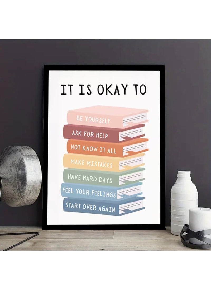 It Is Okay To Quotes Wall Poster with Black Frame, Wall Arts Home Décor Photo Frames, 40x55 cm by Spoil Your Wall