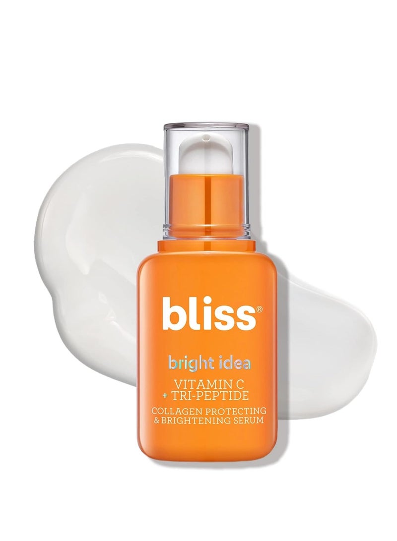 Bliss Bright Idea Vitamin C + Tri-Peptide Collagen Brightening Face Skincare Serum - Anti Aging, Reduces Dark Spots, Boosts Skin Elasticity - Clean - Vegan & Cruelty-Free - 1 Fl Oz