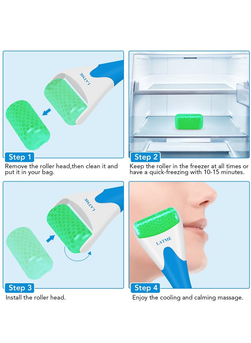 LATME ice roller for face eyes womens gifts face massager roller puffiness migraine pain relief and minor injury green