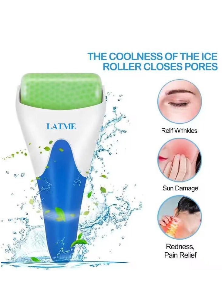 LATME ice roller for face eyes womens gifts face massager roller puffiness migraine pain relief and minor injury green