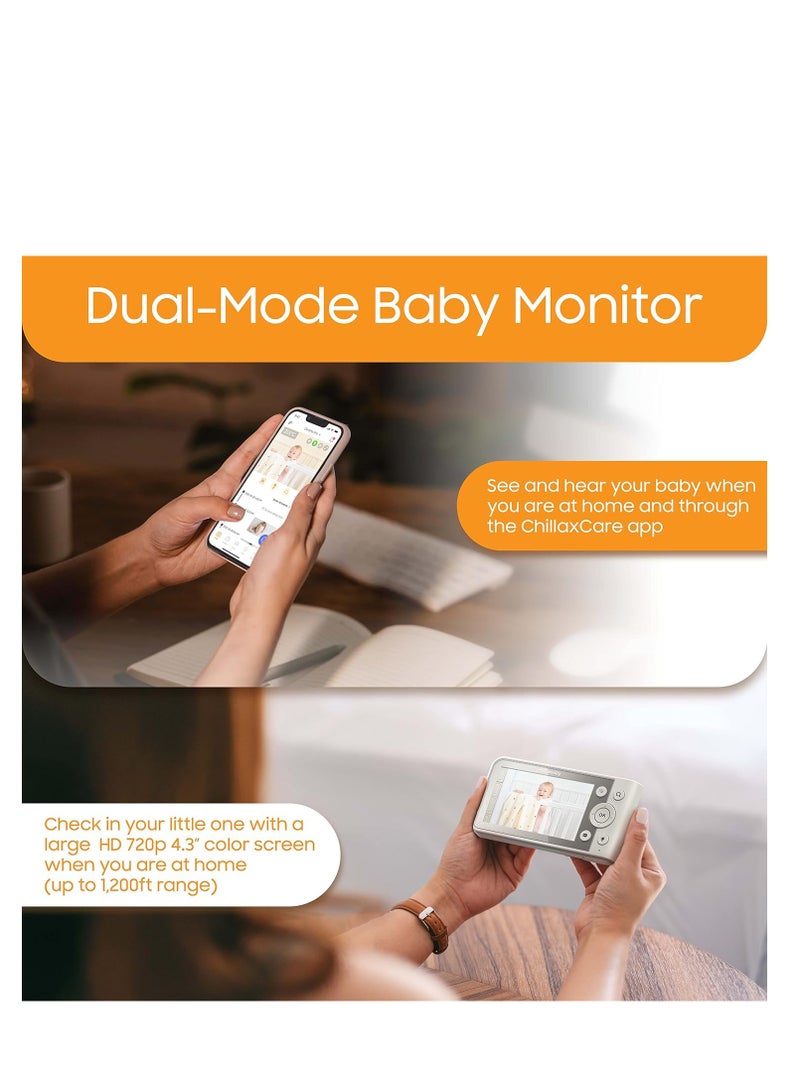Chillax giraffe pro smart baby monitor wifi video baby monitor with full hd 1080p camera and 4.3” video parent unit privacy protection switch auto dimming led gooseneck 2 way audio night vision