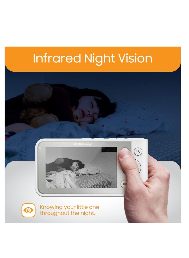 Chillax giraffe pro smart baby monitor wifi video baby monitor with full hd 1080p camera and 4.3” video parent unit privacy protection switch auto dimming led gooseneck 2 way audio night vision