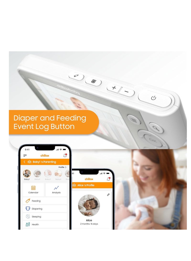 Chillax giraffe pro smart baby monitor wifi video baby monitor with full hd 1080p camera and 4.3” video parent unit privacy protection switch auto dimming led gooseneck 2 way audio night vision