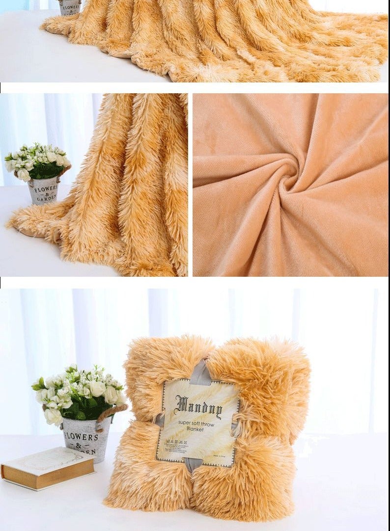 Fluffy Faux Fur Bedspread Blankets for Sofa Beds Shaggy Sofa Throw Blanket Sofa Soft Plush Bed Cover Baby Blanket 160x130cm