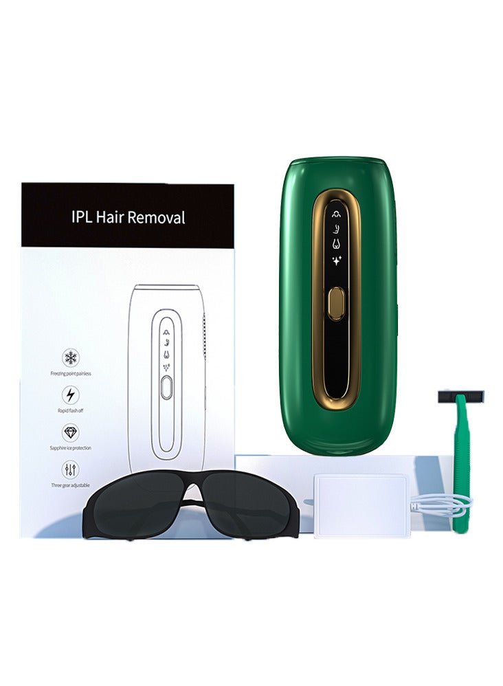 IPL Hair Removal Machine with Sapphire Cooling Freezing Point Hair Removal (Green)