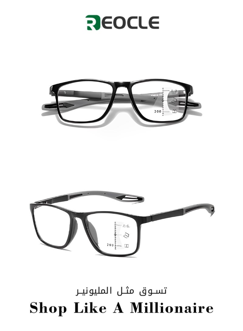 Sports Reading Glasses HD Anti-blue Light Progressive Multi-focus Reading Glasses for Both Distance and Near Use