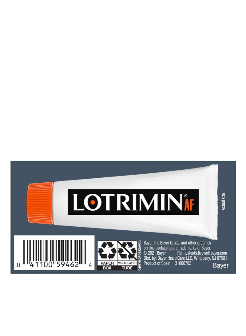 Lotrimin AF cream for athlete's foot clotrimazole 1% antifungal treatment clinically proven effective antifungal treatment of most AF jock itch and ringworm cream 15 grams Packaging may vary