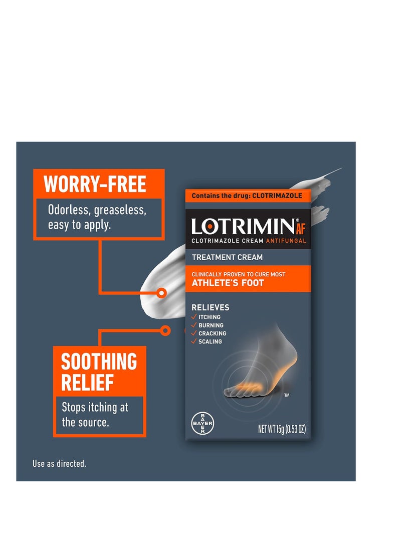 Lotrimin AF cream for athlete's foot clotrimazole 1% antifungal treatment clinically proven effective antifungal treatment of most AF jock itch and ringworm cream 15 grams Packaging may vary