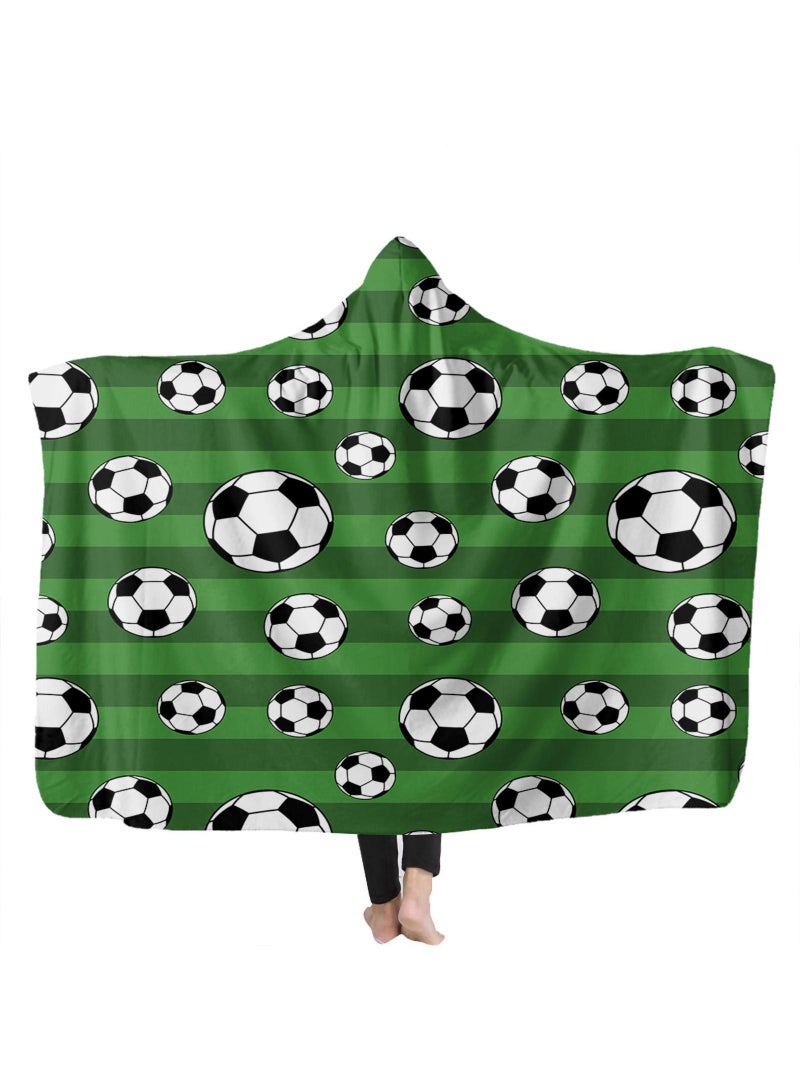150*130cm Children's Outdoor Sports Camping Hooded Cape Flannel Warm Hat Blanket