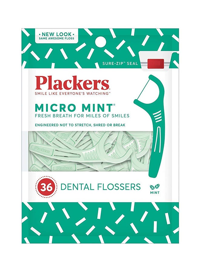 36-Piece Micro Mint Dental Flossers Green