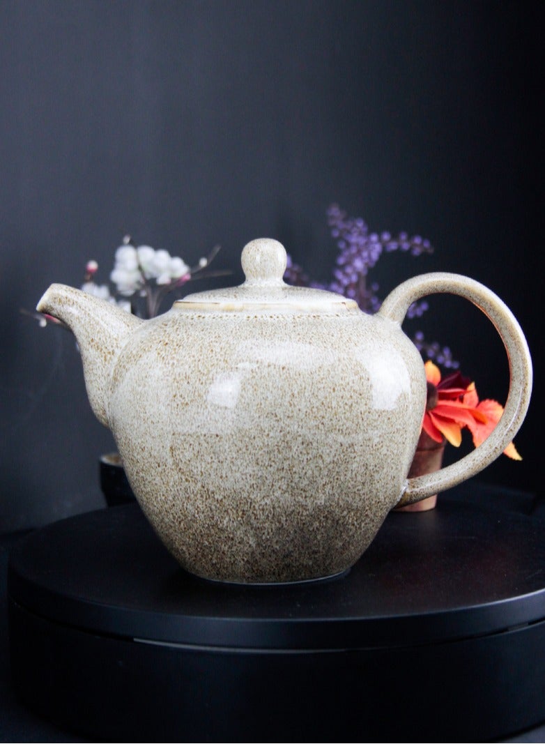 Porcelain BTQ Enus Teapot for Gift Home Tea Lovers Men Women 1.2L White