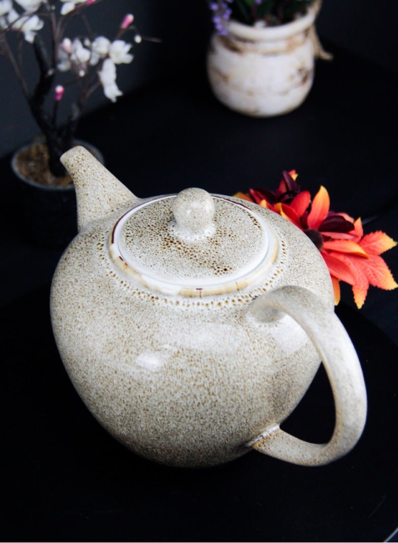 Porcelain BTQ Enus Teapot for Gift Home Tea Lovers Men Women 1.2L White