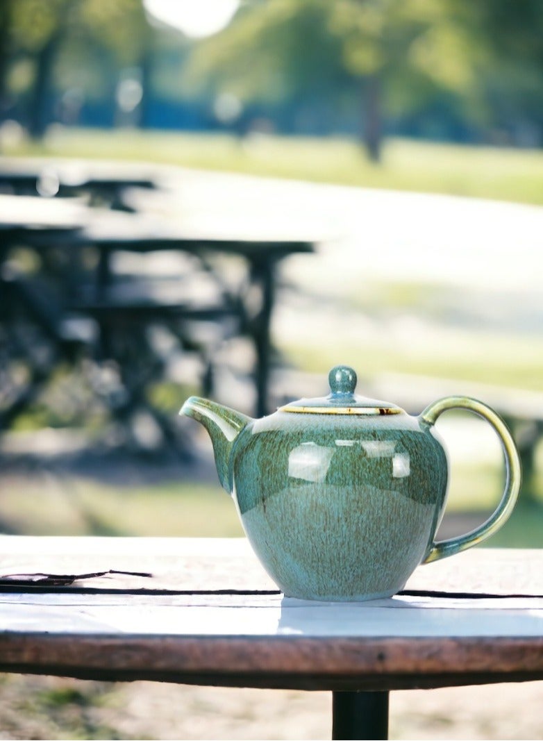 Porcelain BTQ Enus Teapot for Gift Home Tea Lovers Men Women 1.2L Blue