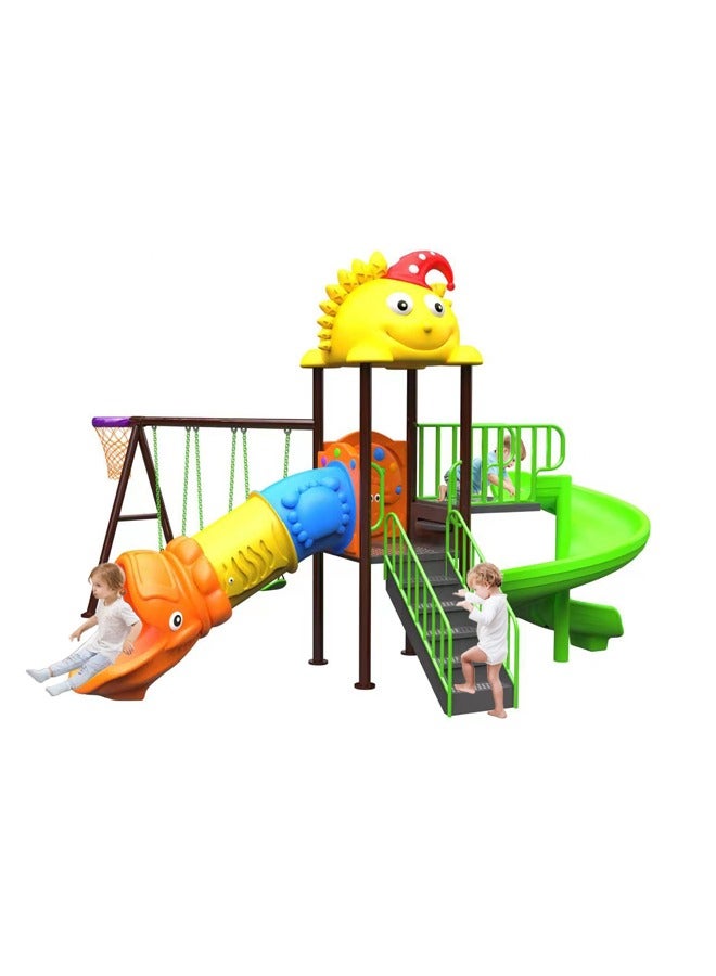 Toddler Play Toys Entertainment Equipment Outdoor Playground With Plastic Slide For Kids Outdoor Combination Swing Set