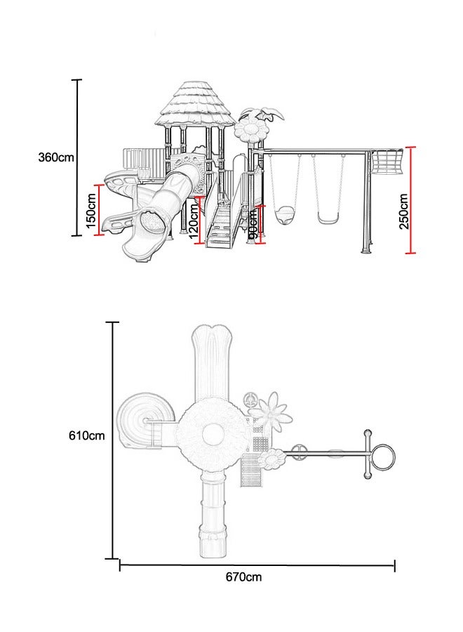 Playgrounds Swing Slide Set Kids Amusement Park With Safety Tube Slides Big Outdoor Playground