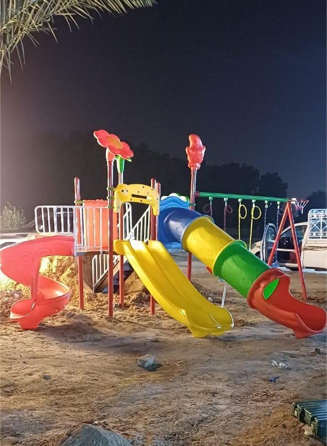 Children Outdoor Playground Equipment Swing Set Large Outdoor Plastic Slide Play Park