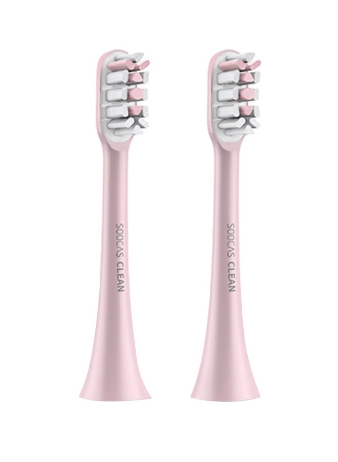 2-Piece 3D Replaceable Oral Cleaning Electric Toothbrush Head Pink/White