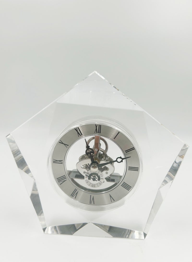 Transparent Mechanical Clock Crystal-Personalized Shelf Timepiece-Table clock- Service Award, Wedding Present (Crystal Clock)(HD-68)