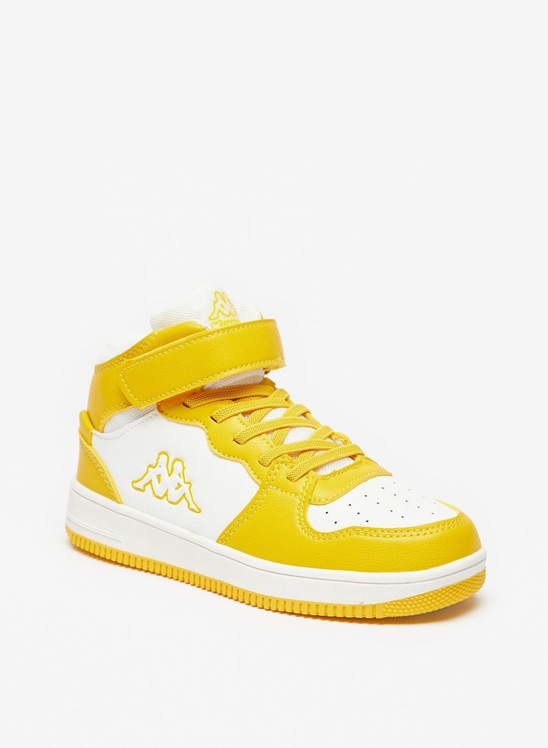 Boys Panelled High Top Sneakers with Hook and Loop Closure