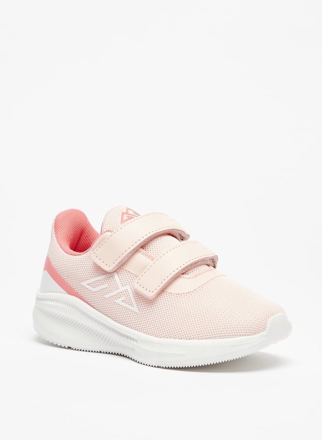 Girl's Textured Sports Shoes With Hook And Loop Closure