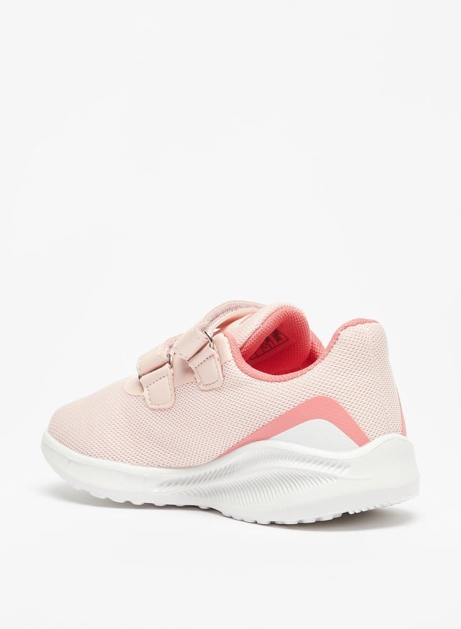 Girl's Textured Sports Shoes With Hook And Loop Closure