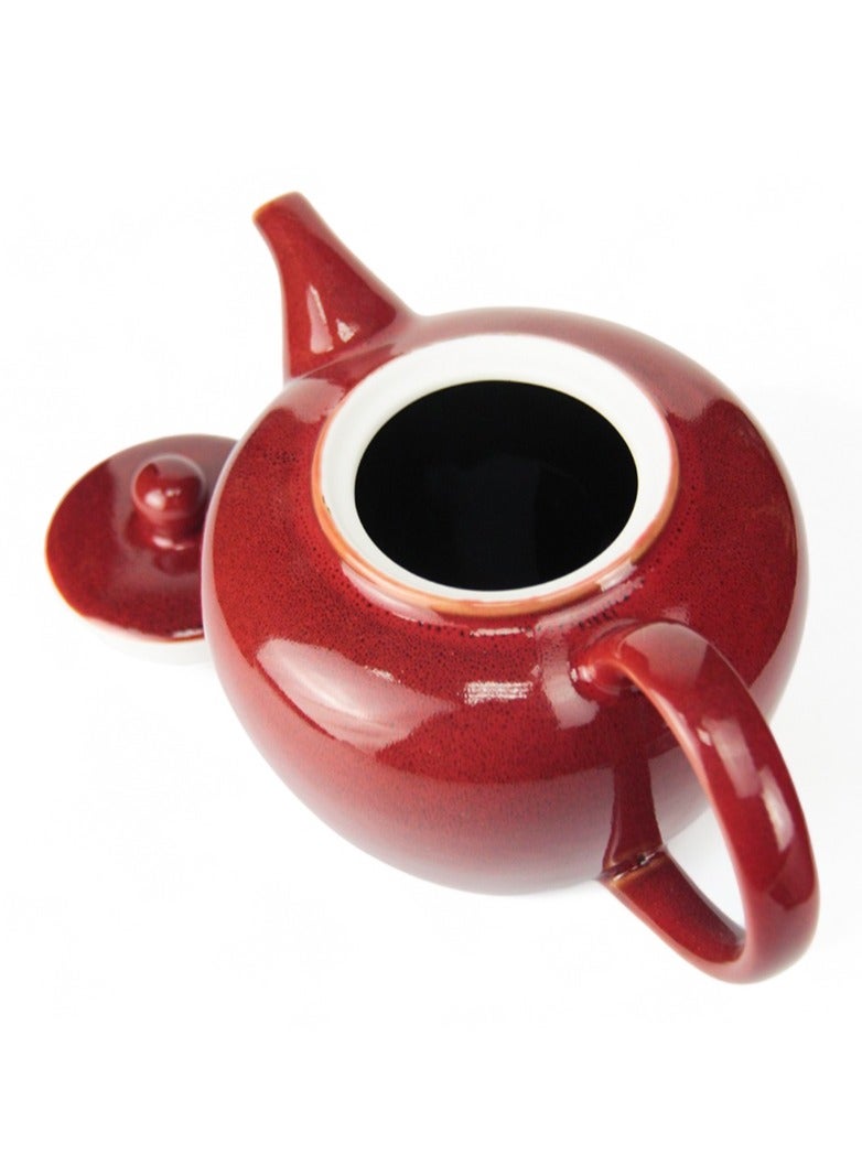 Porcelain BTQ Enus Teapot for Gift Home Tea Lovers Men Women 1.2L Red