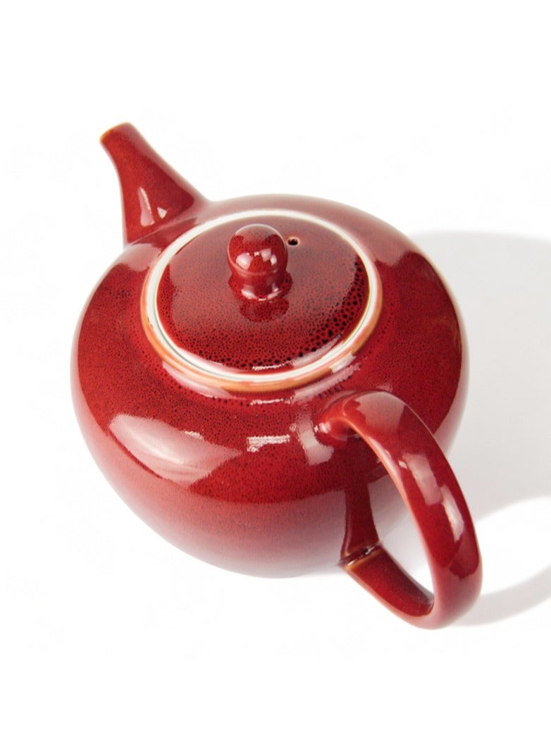 Porcelain BTQ Enus Teapot for Gift Home Tea Lovers Men Women 1.2L Red