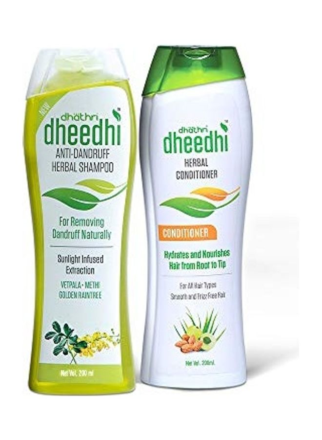 Dheedhi Anti Dandruff Herbal Shampoo and Dheedhi Herbal Conditioner Green/White 100ml