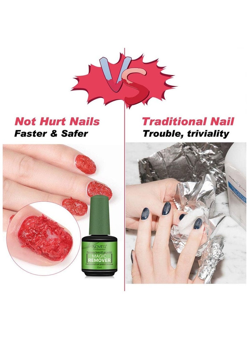 Aliver 5 in 1 Builder Nail Gel For LED & UV Lamps + Magic Remover Professional Nail Product Remover, In 3 mins Quickly Removes & Builder Gel For Nails Pink Clear Builder Nail Gel
