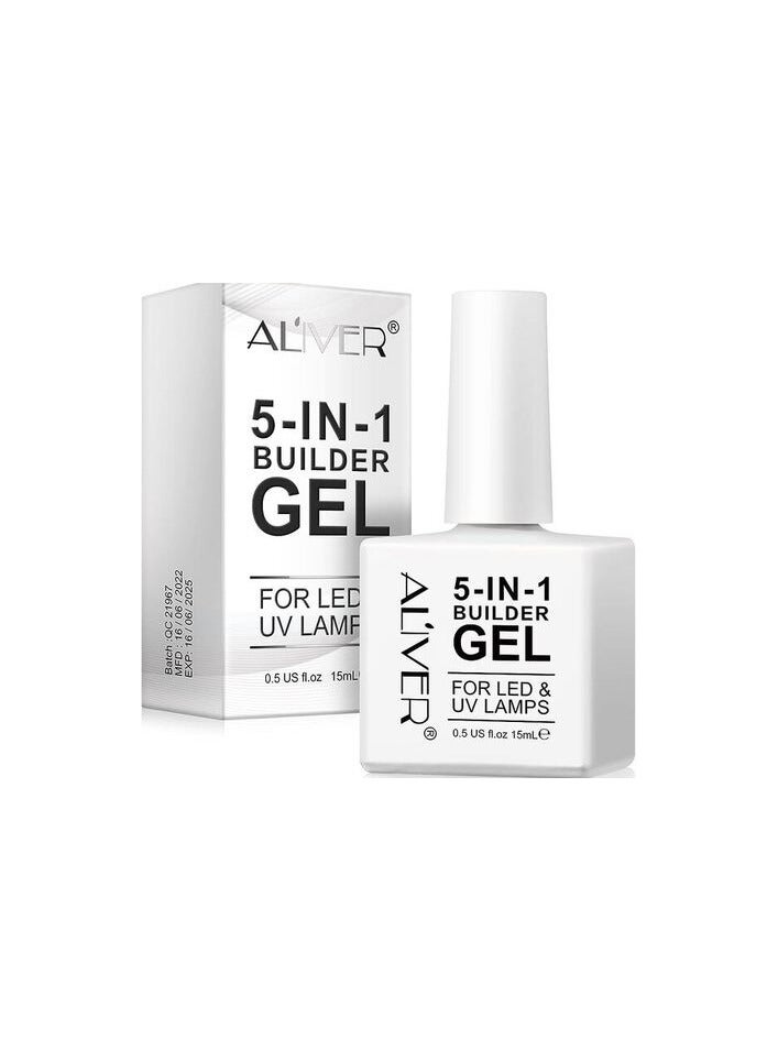 Aliver 5 in 1 Builder Nail Gel For LED & UV Lamps + Magic Remover Professional Nail Product Remover, In 3 mins Quickly Removes & Builder Gel For Nails Pink Clear Builder Nail Gel